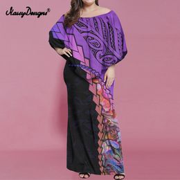 Noisydesigns Trendy Womens Off The Shoulder Ruffle Bodycon Dress Casual Celebrate Party Long Maxi Dresses Autumn Vintage Pattern 220627