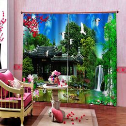 custom Modern Blackout Window Curtain 3D Printing Living Room Bedroom Curtains Drcoration beautiful scenery cortina