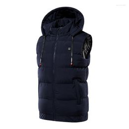Men's Vests Winter Nine-zone Electric USB Heating Vest With Detachable Hood Smart Three-speed Thermostat Outdoor Cycling Ski Warm Guin22