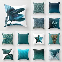 Cushion/Decorative Pillow Dark Blue Pillowcase Style Cushion Cover Home Decoration Waist Sofa Car Housses De CoussinCushion/Decorative