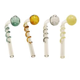 Headshop214 CSYC Y097 Glass Pipes 14cm Length Oil Burners OD 30mm Coloured Banger Bowl Twisted Tube Smoking Pipe