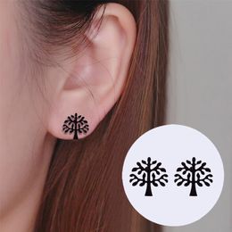 Fashion Stainless steel Ear Stud 10mm silver gold tree of life Shape Stud Earrings For Women Men Jewellery