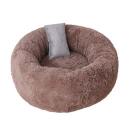 kennel s Australia - Fluffy Beds For Dog With Pillows Pet Lounger Cushion Small Medium s Cat Winter Kennel Puppy Mat Bed Cama de per LJ200918