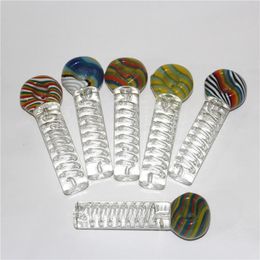 Glass Hand Pipe With Liquid Glycerin Smoking Pipes Tobacco Pyrex Colourful Spoon Mini Pyrex Pot Bubbler Labsheady