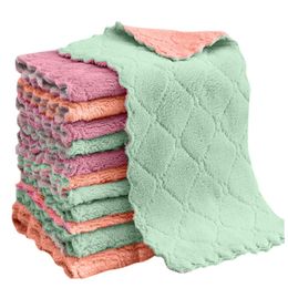 Kitchen Cloth Dish Towels Premium Dishcloths Super Absorbent Coral Velvet Dishtowels Nonstick Oil Washable PHJK2206