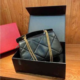 Shoulder Bags Luxury Brand Fashion Simple Small Square Buckle Bag Women's Designer High Quality Real Leather Chain Mobile Phone Handbag 1217