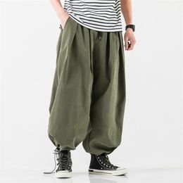 Design Drawstring Harem Mens Baggy Jogging Japanese Men Crotch Wide Leg Pants Male Casual Loose Trousers 220629