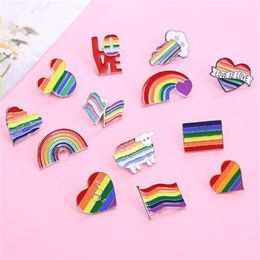 Rainbow Heart Cloud Brooch Pins Cartoon Colours Sheep Mouse Enamel Pin Coat Hat Letter Metal Badge LGBT Jewelry Lesbian Gay Gift GC1431