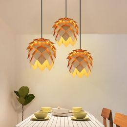 Pendant Lamps Modern Art Oak Pine Cone E27 Lights Handmade Smart Puzzle Restaurant Bedroom Bar Cafe Fixtures LuminairePendant