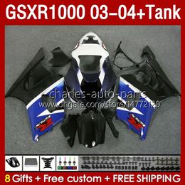 OEM Fairings & Tank For SUZUKI GSXR-1000 K 3 GSX R1000 GSXR 1000 CC 03-04 Body 147No.06 1000CC GSXR1000 K3 03 04 GSX-R1000 2003 2004 Injection mold Fairing kit blue stock blk