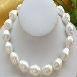 Huge Large 20mm South Sea White Baroque Shell Pearl Necklace 18" Hang Women Diy