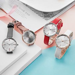Women Fashion Girl Quartz Watch Lady Leather Strap High Quality Casual Waterproof Wristwatch Gift for Wife/Mom