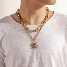 Pendant Necklaces Fashion Jewellery Double Layer Thick Chain Necklace Anchor Men Choker NecklacesPendant