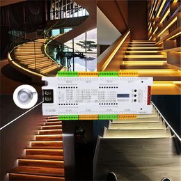 Controllers Stair Led Light Step Controller 12V 24V 32 Channels PIR Motion Sensor Control For Streamline Addressable Single Color Strip