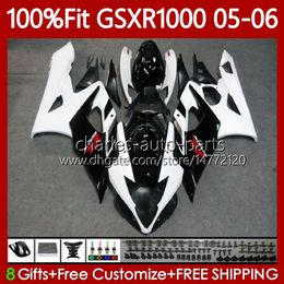 OEM Bodys Kit For SUZUKI GSX-R1000 GSXR 1000 CC white glossy K5 05-06 Bodywork 122No.4 1000CC GSXR-1000 GSXR1000 05 06 GSX R1000 2005 2006 Injection Mould MOTO Fairing