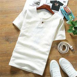 Men's T-Shirts T Shirts Men 2022 Summer Cotton Linen Short Sleeve O-Neck Tees Fashion Brand Clothing Tops Plus Size 5Xl 7Xl Black/Grey