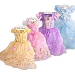 Kid Princess Dress Girl Summer Fancy Party Clothes Children Rapunzel Belle Sleeping Beauty Christmas Carnival Costume 220422