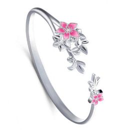 Fashion Silver bracelet bangle Woman Cuff Bracelet Flower Lucky Bangle Retro Bridesmaid Jewellery Charm Cuff Bangles
