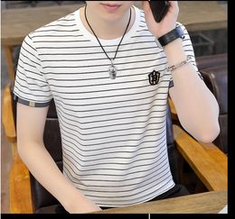 Men's T-Shirts Cross Border Plus Size Men's Cotton Striped Polo Summer Short Sleeve Lapel Advertising Shirt Casual T-Shirt