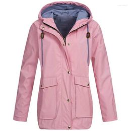 Women's Jackets Womens Pure Colour Outdoor Coat Windproof Waterproof Hooded Raincoat For Women 2022 4 Seasons Jacket Veste Femme