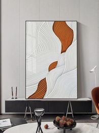 White Orange Modern Abstract Oil Painting 100% Hand Painted Fashion New Design Canvas Art Home Wall Decor Pictures for Living Room A 22069