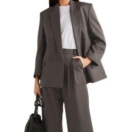 Women's Two Piece Pants Fashion Women Bussiness Suit Jacket One Button Notched Lapel Slim Lady Blazer Coat Trouser Set Office Female Clothin