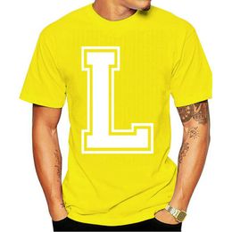 Men's T-Shirts Men Short Sleeve Tshirt Letter L Initial College T-Shirt Cool Women