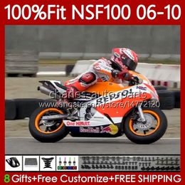 Fibreglass Race Fairings For HONDA NSF100 NSF-100 NSF 100 06 07 08 09 10 Bodywork 116No.53 NS-F100 2006 2007 2008 2009 2010 Glass Fibre Repsol Orange Injection Mould Body