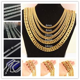 Chains 7-40" Choose 6/8/10/12/14mm Stainless Steel Silver Or Gold Colour Mens Curb Cuban Link Necklace JewelryChains