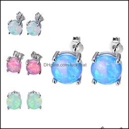 Stud Earrings Jewellery Fashion Opal For Women Bridal Purple Blue Tiny Wedding Party Drop Delivery 2021 Ysaal