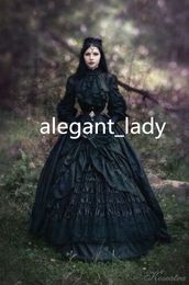 Victorian Goth Long Sleeve Wedding Dresses High Neck Lace-up Corset Classic Trends Dark Gothic Steakpunk Bridal Gown Plus Size