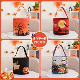 New Halloween Basket Party Supplies Glowing Pumpkin Bag Children's Portable Candy Bag Ghost Festival Tote Bucket Decoration Props DH8975