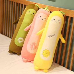 Cm Cute Lemon Hugs Stuffed Soft Strawberry Kiwi Pitaya Plush Long Pillow Children Kids Sleeping Gift J220704