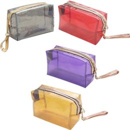 Waterproof Cosmetic Bags PVC Transparent Zipper Toiletry Bag with Handle Portable Clear Makeup Pouch Cases