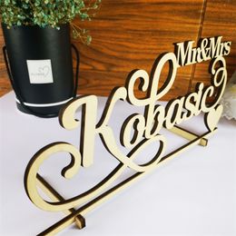Custom Personalised Rustic Wood with Last Name Wedding Table Decor Mr and Mrs Sign Supplies D220618
