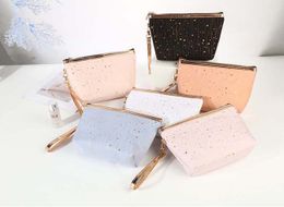 DHL100pcs Cosmetic Bags Women PU Gilding Prints Solid Storage Bag Mix Colour Size 23*7*13cm