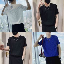 2022 British Style Men's Summer Casual Short Sleeve T-shirts/Male Slim Fit Plaid Loose Leisure T-shirt Plus Size S-4XL Y220606
