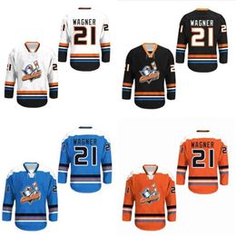 CeoThr 21 Wagner San Diego Gulls Hockey Jersey Any Player or Number New Stitch Sewn Movie Hockey Jerseys All Stitched White Red