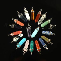 Pendant Necklaces Assorted Natural Mixed Gems Stone Fluorite Quartz Point Hexagonal Crystal Jewellery Accessories Statement PendantsPendant