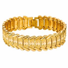 Innovative Fashion Jewellery Brass Gold Plated Imitation 24K Gold Plated Men's Wide Version Inverted Car Flower Bracelet