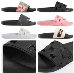 Newest Luxury Slippers Slides Designer shoes Sandals men women slide with Correct Flowers printing leather dust bag Fashion Platform outdoor sneakers