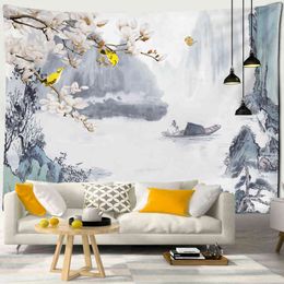 Tapestry Flower And Bird Numbers Landscape Painting Carpet Wall Hanging Chinese