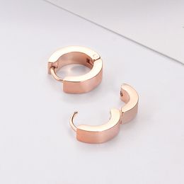 Punk Women Men Small Huggie Ear Cuff Earrings Gold Colour Black Blue Stainless Steel Unique Small Round Smooth Circle Hoop Earrings Jewellery