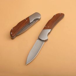 KS 1381 Folding Knife 8Cr13Mov Satin Drop Point Blade Rosewood Handle EDC Pocket Knives