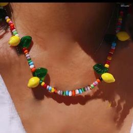 Chokers Chic Bib Collier Bohemian Boho Colourful Seed Bead Summer Beach Yellow Lemon Beaded Necklace Femme Women Choker DropChokers Sidn22