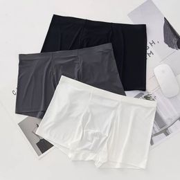 Summer Ice Silk Men Underwear Seamless Transparent Boxer Shorts Ultra Thin Sheer Breathable Comfortable Panties Underpants 220505