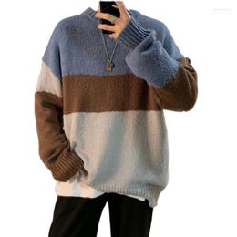 Men's Sweaters 2022 Korean Version Casual Sweater O Collar Stripe Slimming Spring And Autumn Pullover
