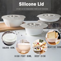 Kitchen Tool Food Grade Silicone Lid Spill Stopper Pot Cover Fresh Vacuum Container Cover Storage Lids Cooking Pot Lids Utensil 201120