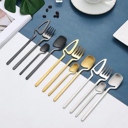 Dinnerware Sets 16pcs Matte Gold Set 304 Stainless Steel Cutlery Tableware Hanging Cup Knife Fork Spoon Flatware Silverware GiftDinnerware