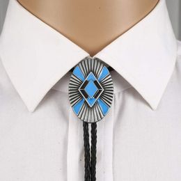 Bow Ties Blue Bolo Tie For Woman Women Handmade Western Art Alloy Necktie Oval ShapeBow BowBow